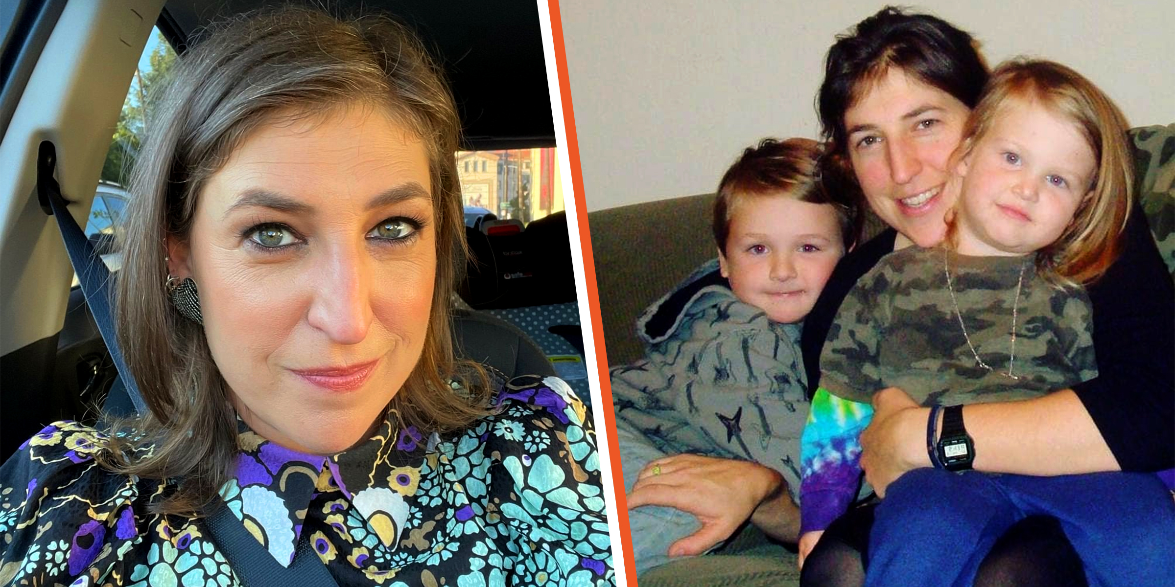 Mayim Bialik, 2022 | Mayim Bialik with her kids, 2019 | Source: Instagram.com/missmayim