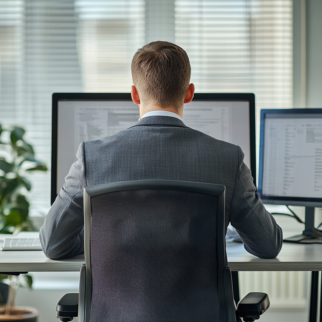 A man sitting at his desk | Source: Midjourney