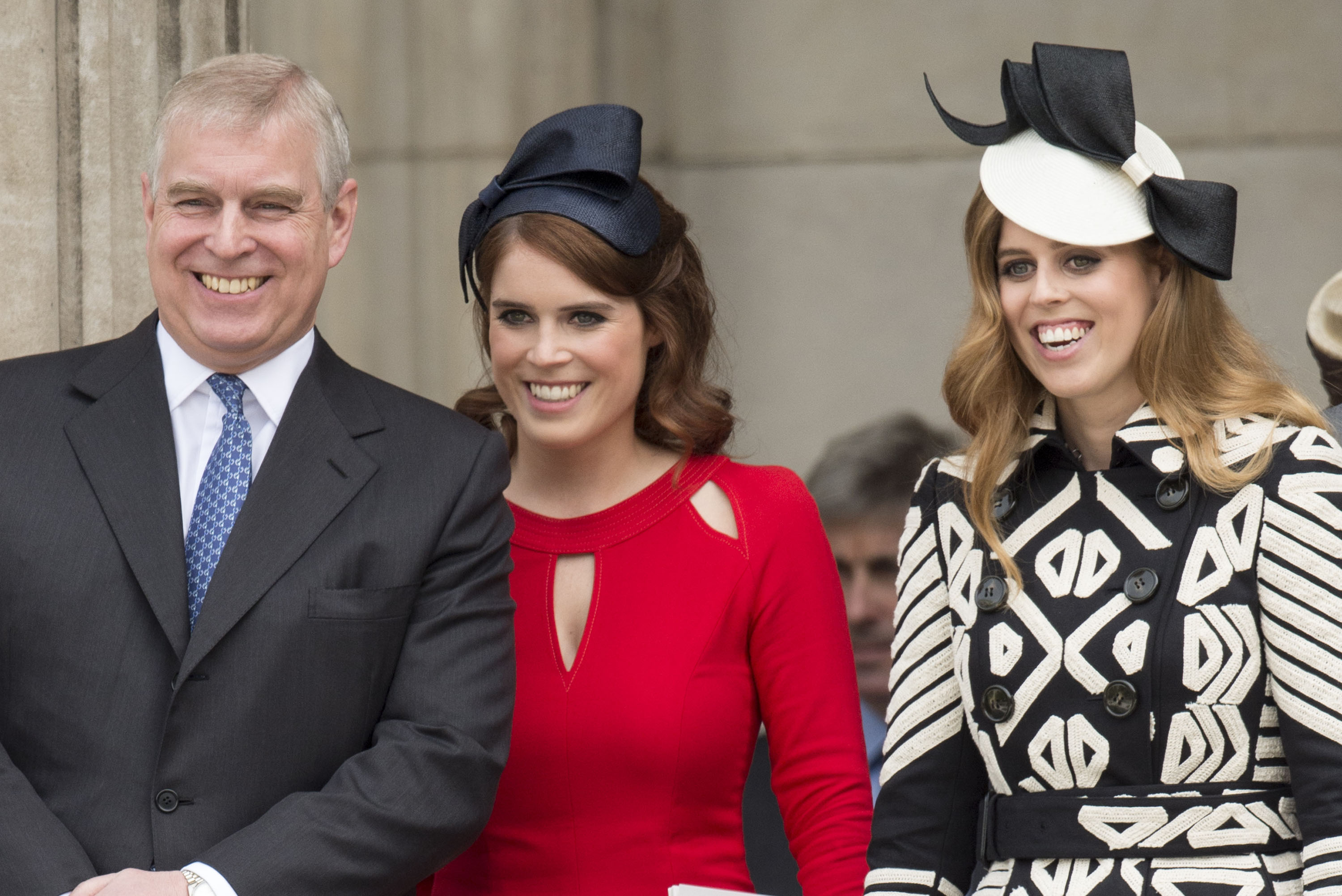 Andrew Mountbatten-Windsor, Princess Beatrice, and Princess Eugenie attend a National Service of Thanksgiving at St Paul's Cathedral on June 10, 2016 in London, England | Source: Getty Images
