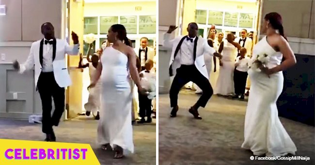 Heavily pregnant bride sets the dance floor on fire with her energetic moves on her wedding day