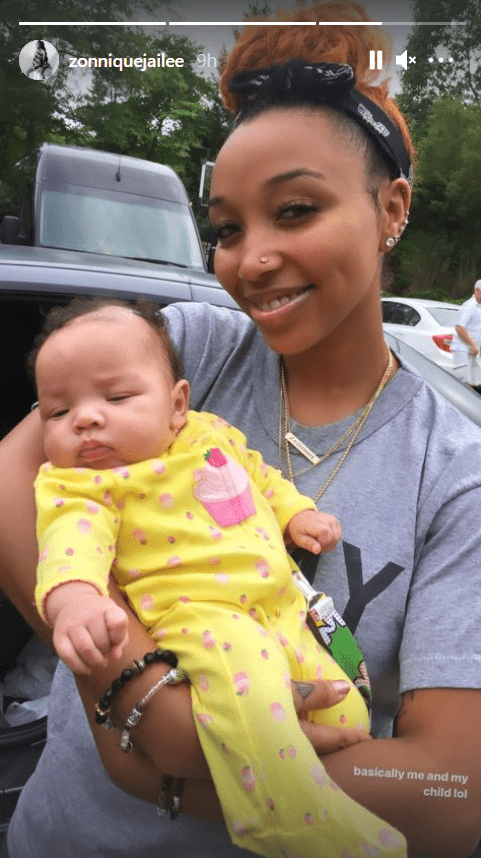 Image of Zonnique Pullins' daughter sleeping peacefully in her arms | Photo: Instagram/zonniquejailee
