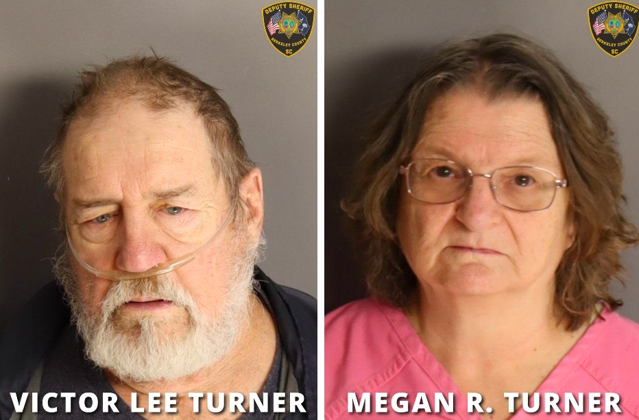 Victor Lee Turner and Megan Turner posing for their mugshots posted on January 10, 2024 | Source: Facebook/Berkley County Sheriff's Office