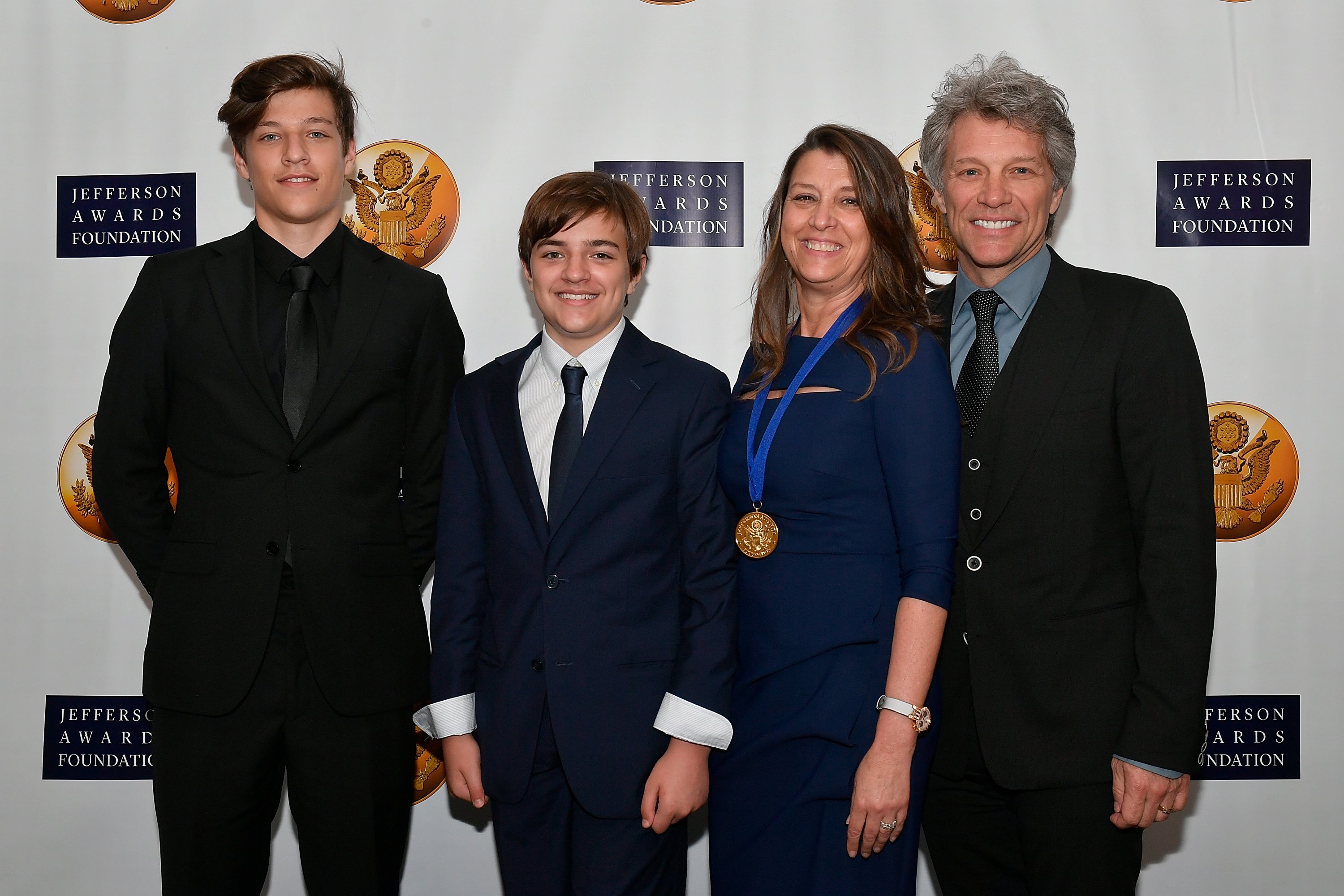 Jacob Bongiovi, Romeo Bongiovi, Dorothea Hurley, and Jon Bon Jovi at The Jefferson Awards Foundation 2017 DC National Ceremony on June 22, 2017, in Washington | Source: Getty Images