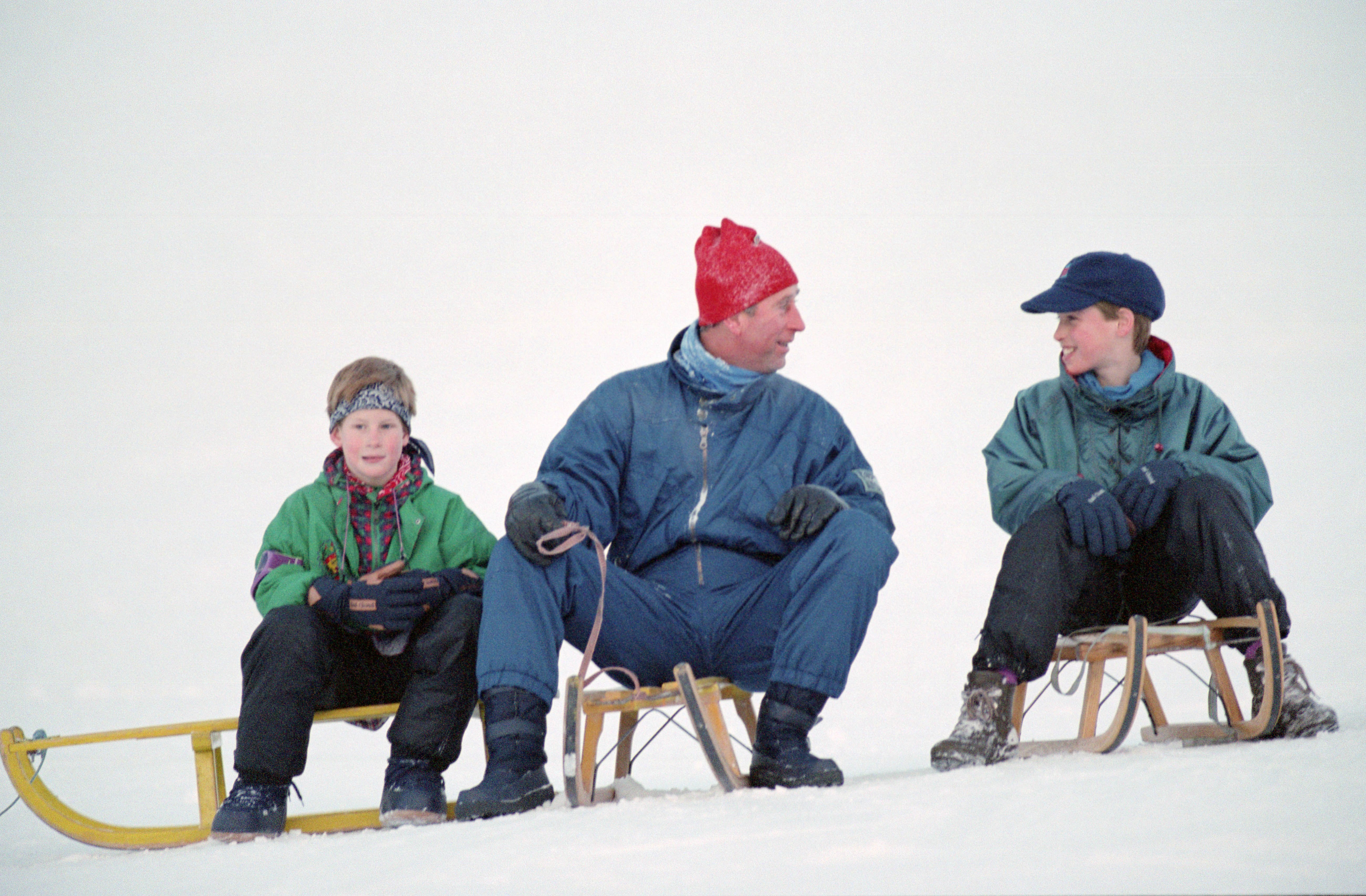 Prince Charles, Prince of Wales with his sons Prince William and Prince Harry on January 6, 1995 | Source: Getty Images