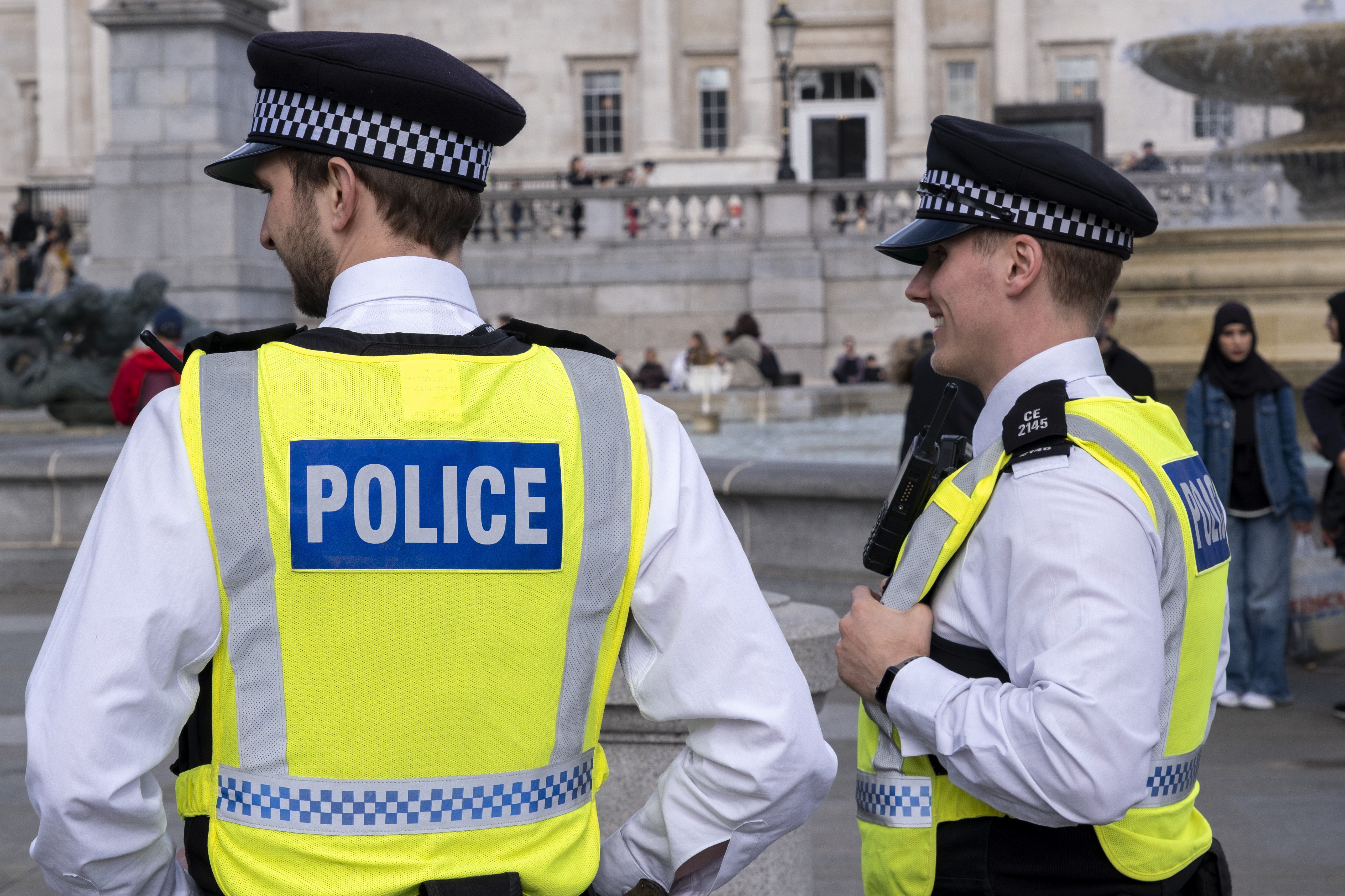 Metropolitan Police officers are seen on a street in London. | Source: Getty Images