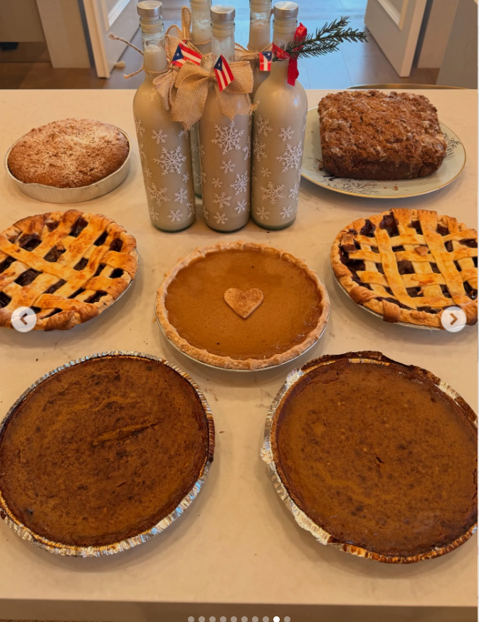 A display of classic Thanksgiving deserts, as seen from a post dated November 28, 2025. | Source: Instagram/jlo