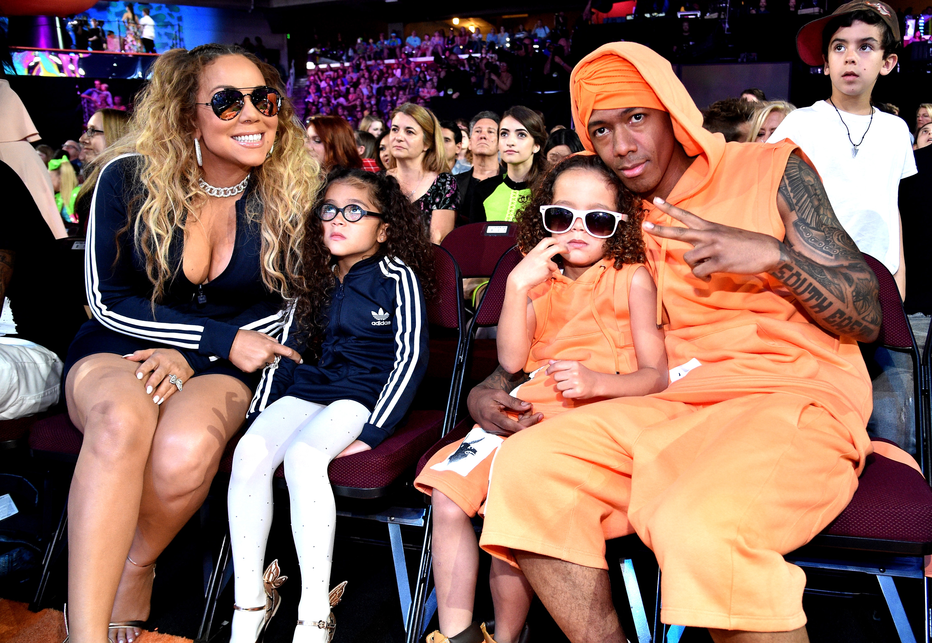 Mariah Carey, Monroe Cannon, Moroccan Scott Cannon and Nick Cannon at Nickelodeon's Kids' Choice Awards at USC Galen Center on March 11, 2017, in Los Angeles, California | Source: Getty Images