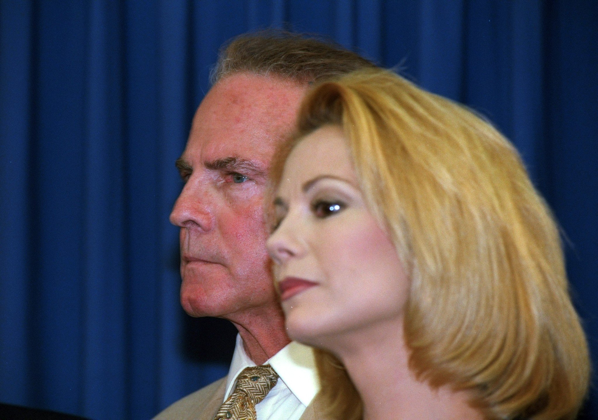 Kathie Lee and Frank Gifford at a news conference proposing legislation to crack down on sweatshops on May 30, 1996. | Source: Andrew Savulich/NY Daily News Archive/Getty Images