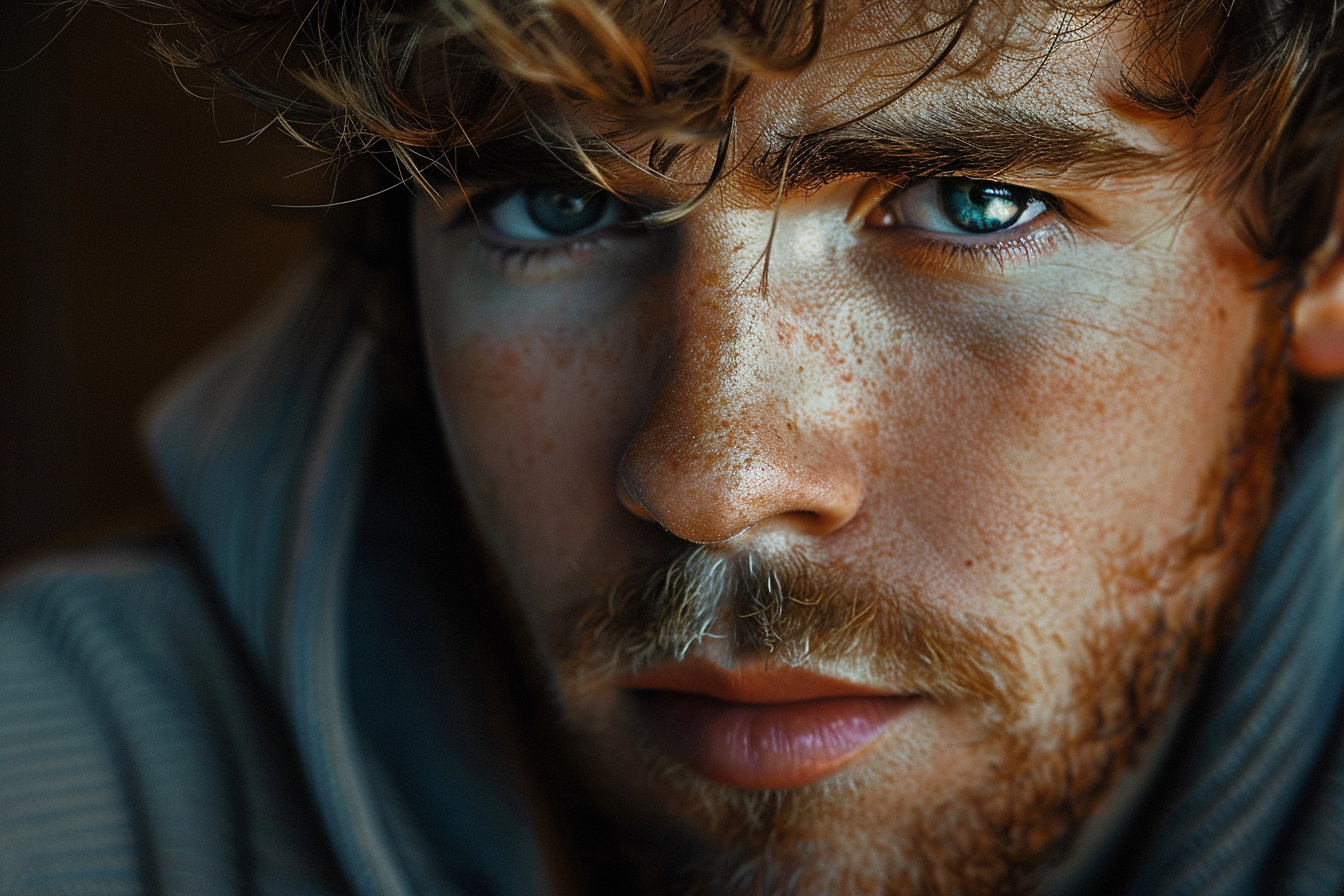 Close-up of a serious mans face | Source: Midjourney