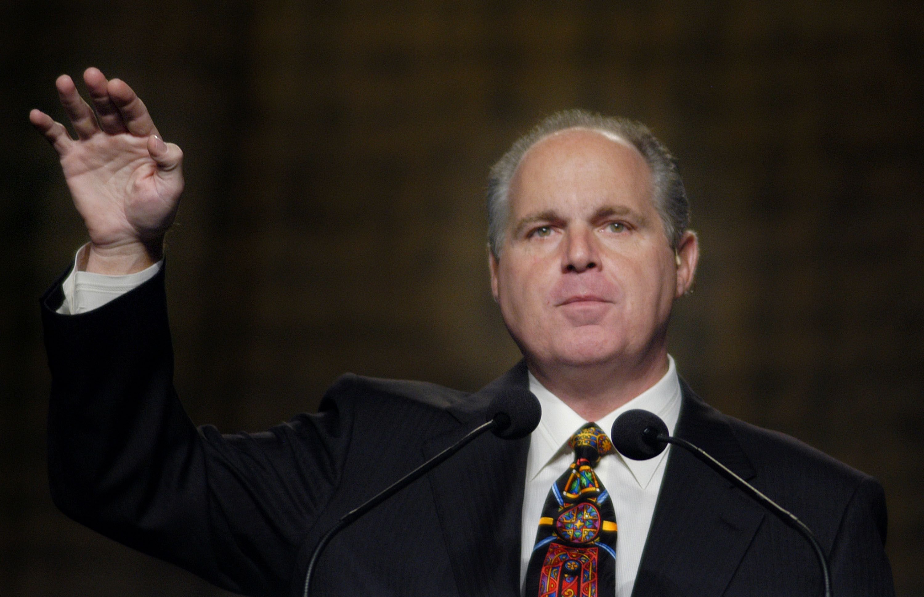 Rush Limbaugh during the National Association of Broadcasters October 2, 2003 in Philadelphia, Pennsylvania. | Source: Getty Images