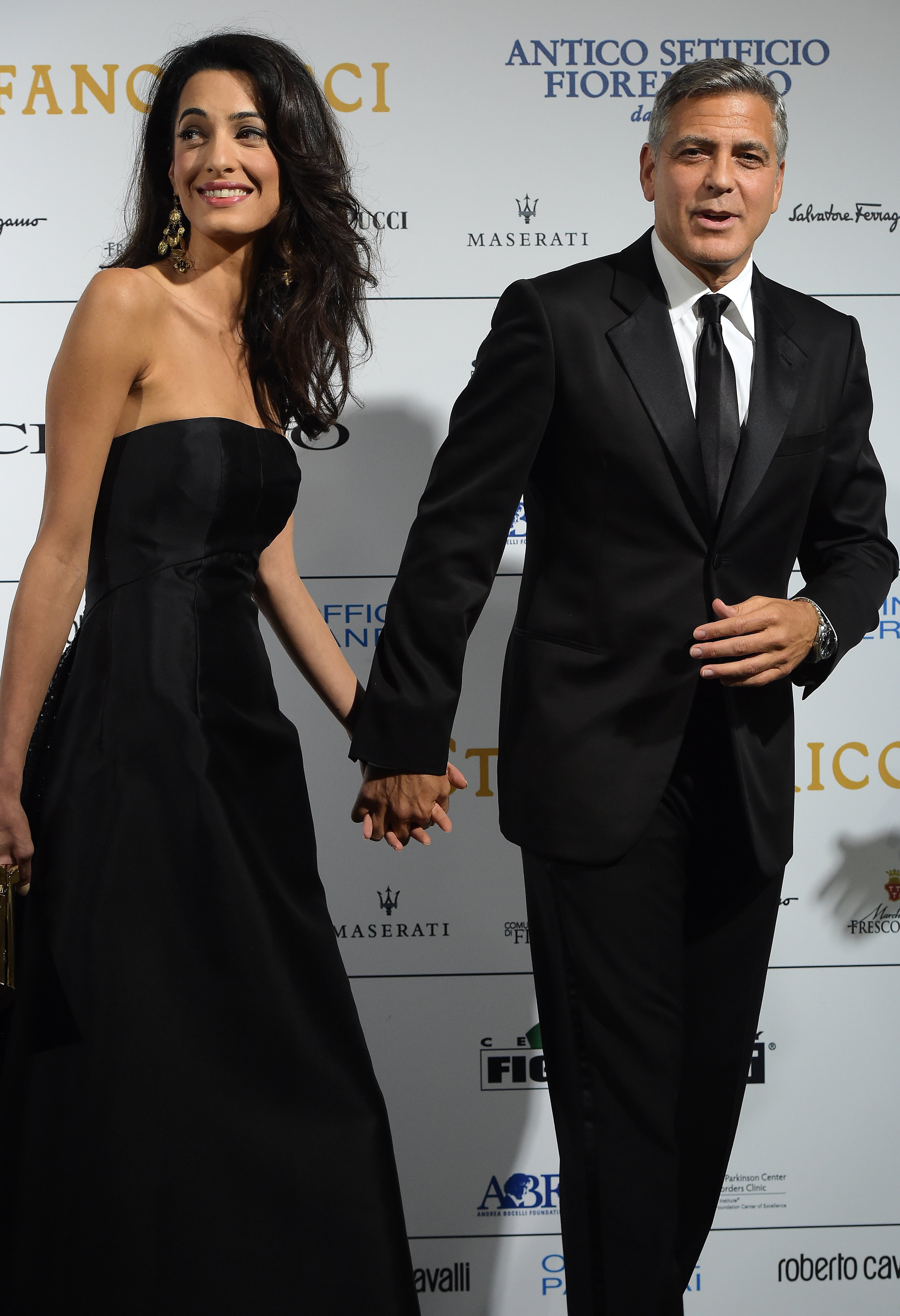 George Clooney and his fiancee Amal Alamuddin arriving at the Palazzo Vecchio to attend the "Celebrity Fight Night" gala event on September 7, 2014 in Florence, Italy. / Source: Getty Images