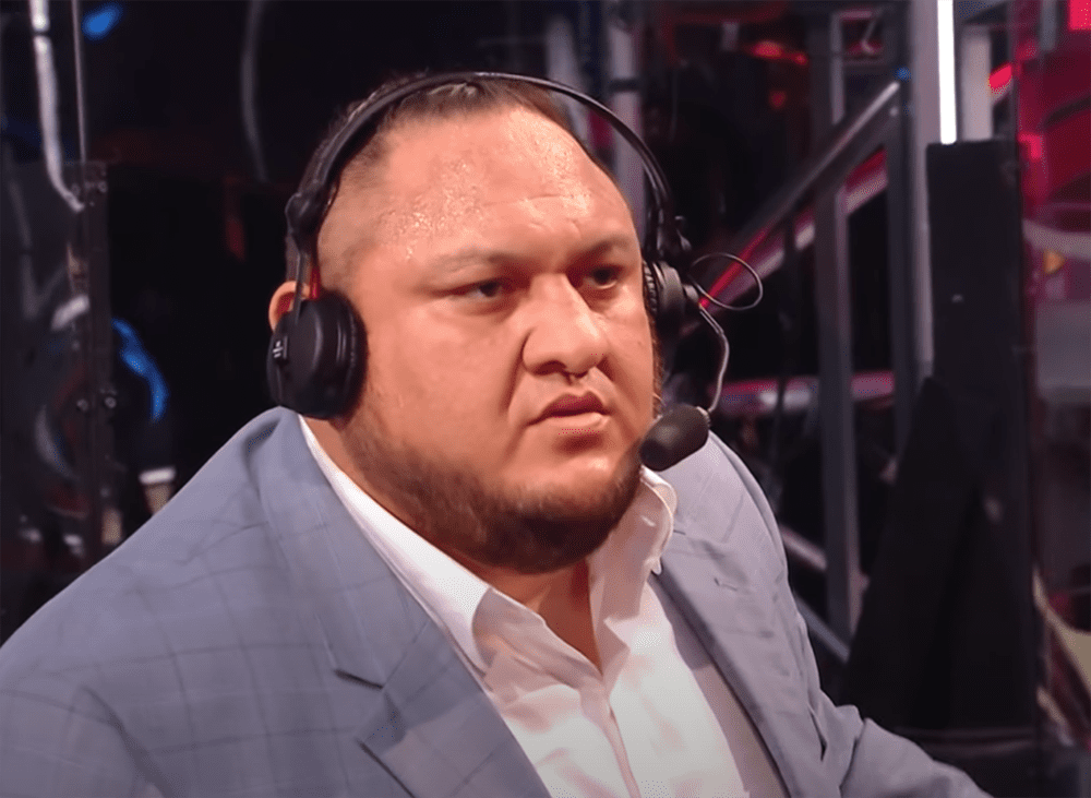 Samoa Joe standing up to fellow wrestler The Monday Messiah during a WWE Raw night in April 2020. I Image: YouTube/ WWE
