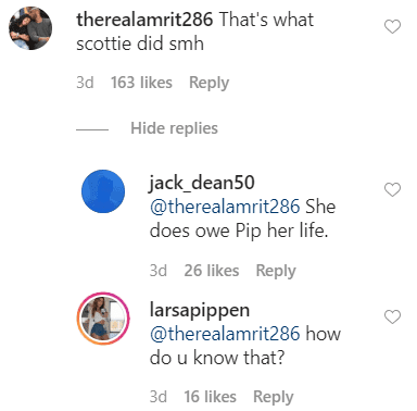 Screenshot of comments for Larsa Pippen's Instagram. | Source: Instagram.com/LarsaPippen