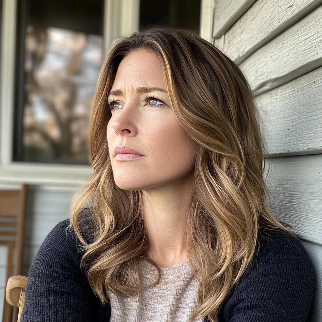 A woman sitting on a porch | Source: Midjourney