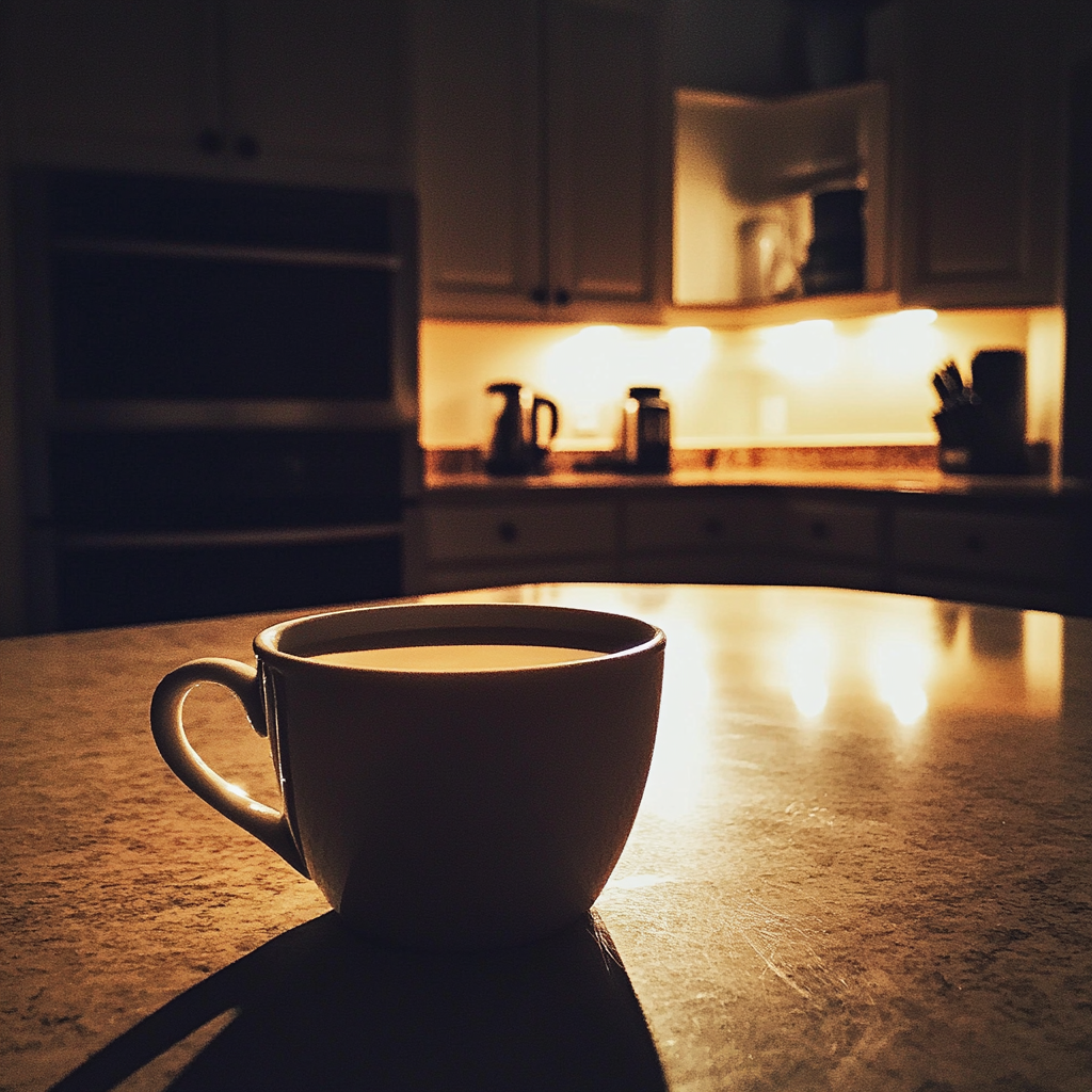 A cup of tea on a kitchen table | Source: Midjourney