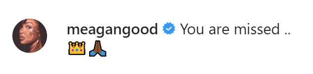 Meagan Good's comment on Jamie Foxx's recent tribute to his late sister DeOndra Dixon | Source: Instagram.com/iamjamiefoxx