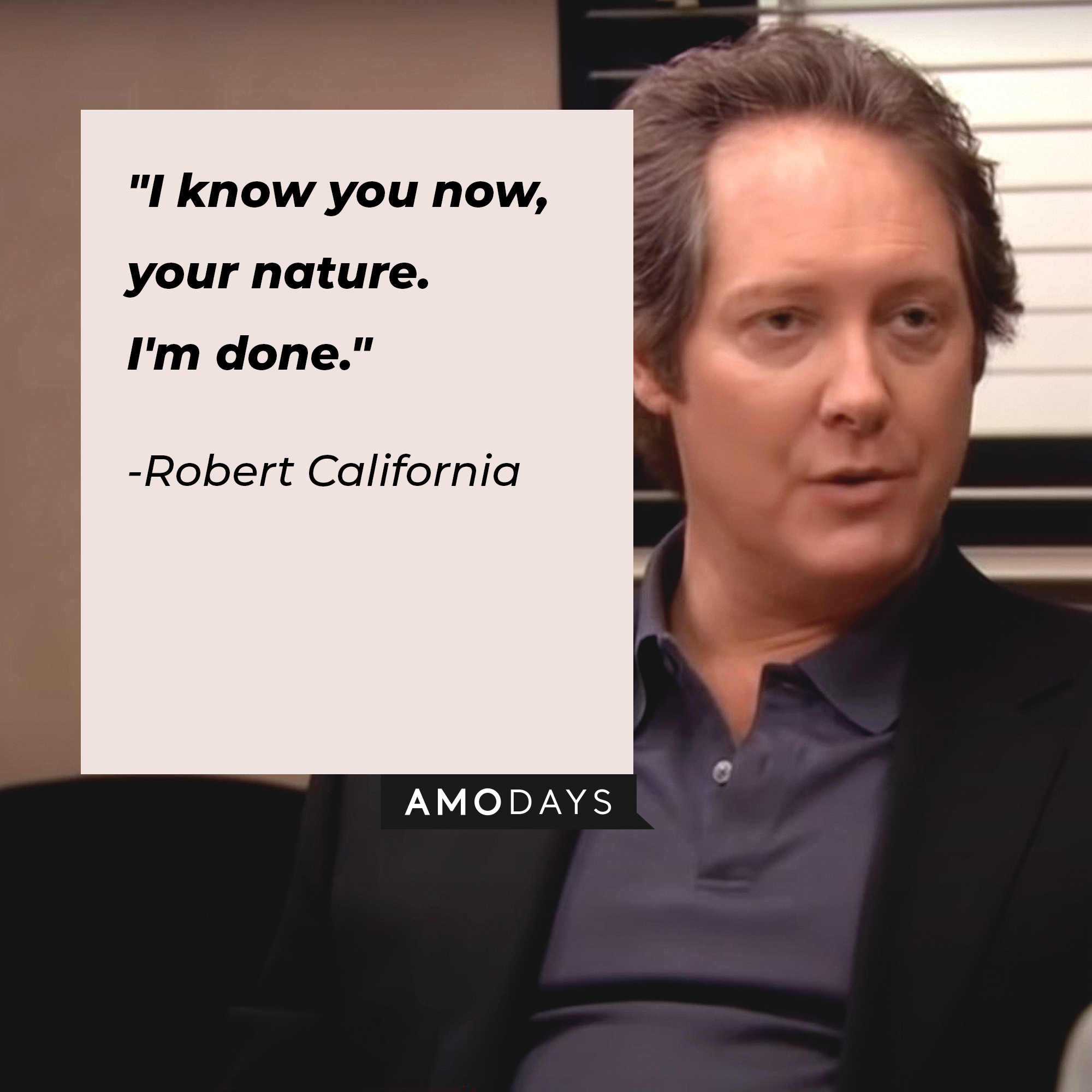 Robert California's quote: "I know you now, your nature. I'm done." | Image: AmoDays
