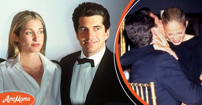 John F. Kennedy, Jr. and his wife Carolyn Bessette Kennedy at the "Brite Nite Whitney" Fundraising Gala on July 16, 2000 [left], John F. Kennedy Jr. and Carolyn Bessette attend a function at the Hilton Hotel.[right] | Source: Getty Images