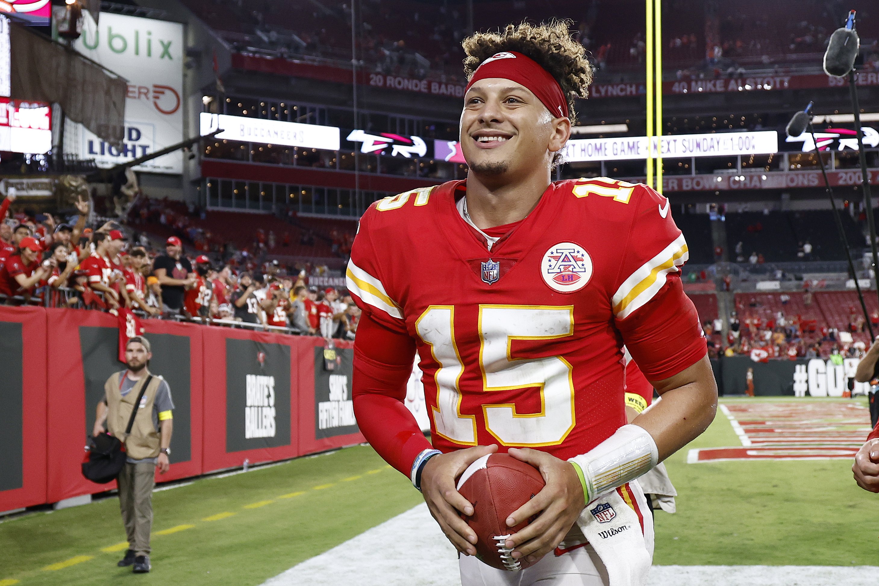 Patrick Mahomes at Raymond James Stadium on October 02, 2022 in Tampa, Florida | Source: Getty Images