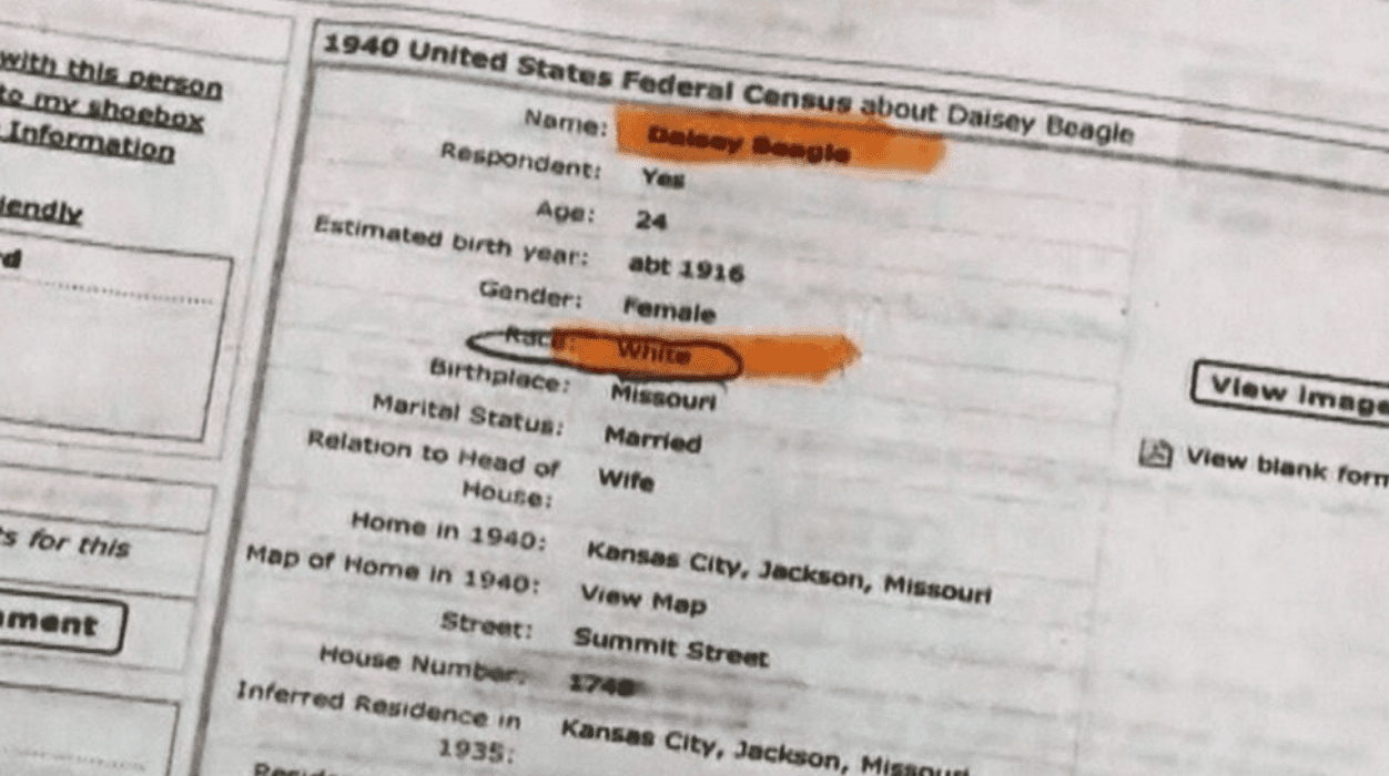 Census documents proving Verda Byrd's mother was white | Source: YouTube/USA TODAY