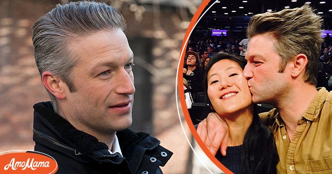 Left: "Law & Order" actor Peter Scanavino " Photo: Getty Images. Right: Scanavino on a date night with his wife Lisha Bai | Photo: Twitter.com/PeterScanavino 
