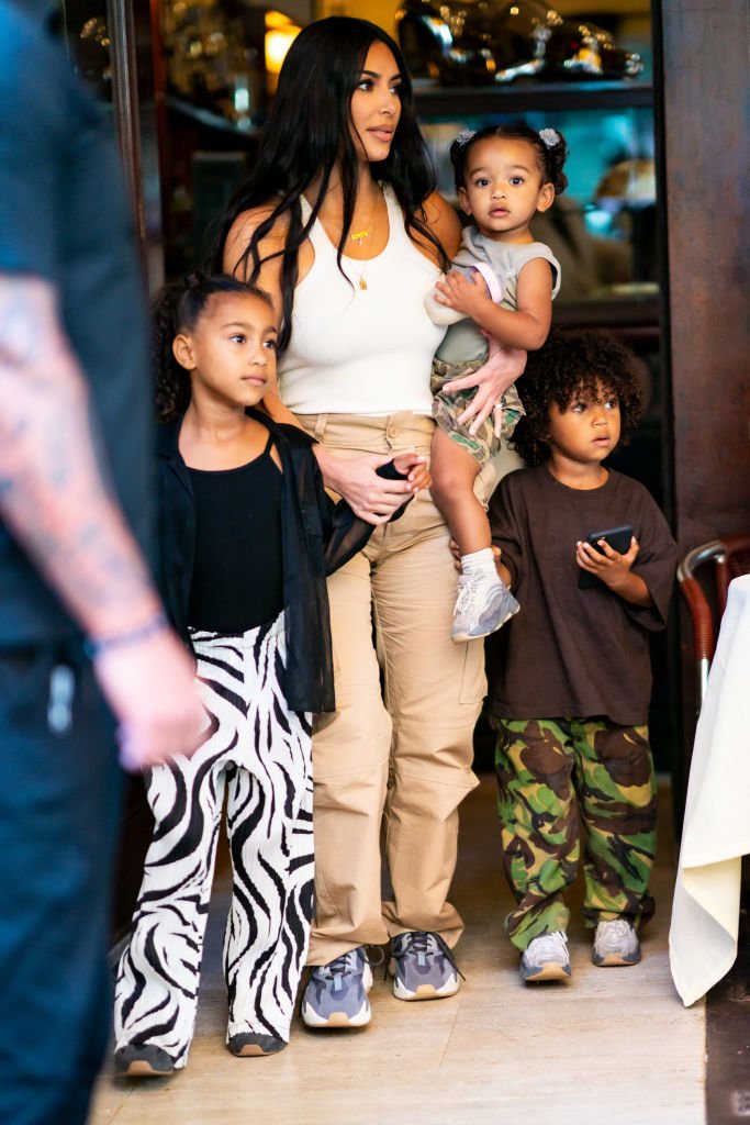 Kim Kardashian is seen with her children North, Saint and Chicago in SoHo, September 2019 | Source: Getty Images