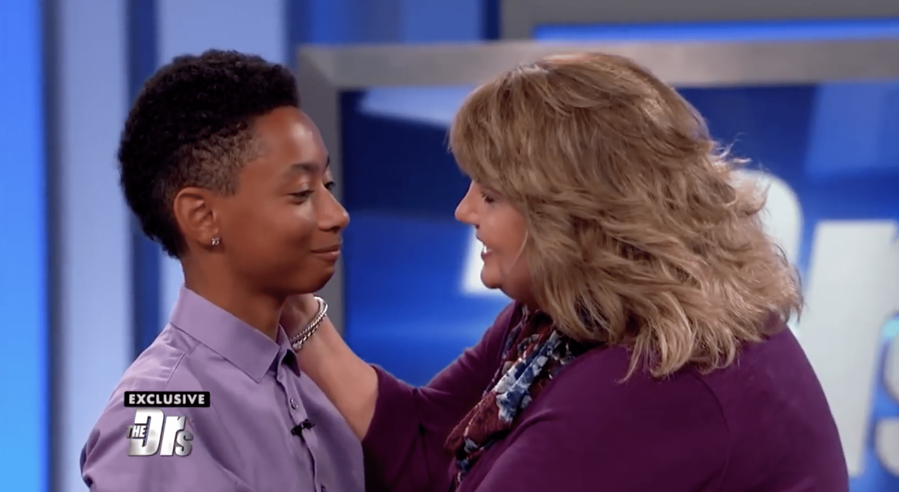 Jeannie Joseph caresses Allen's cheek. | Photo: YouTube.com/The Doctors