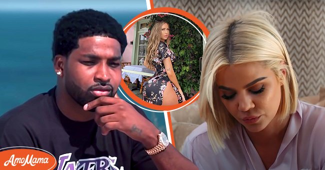 Tristan Thompson pictured on an episode of "KUWTK" [Left] Khloe Kardashian on her family's hit reality TV show in 2019 [Right] Maralee Nichols in an Instagram photo [Center] | Photo: YouTube/Keeping Up With The Kardashians & Instagram/maraleenichols