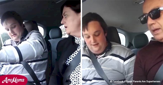 Bizarre footage of a guy testing parents' patience while learning to drive a car