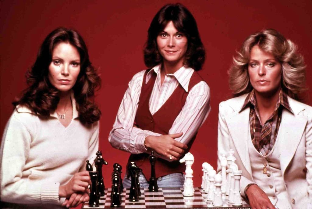 Jaclyn Smith, Kate Jackson, and Farrah Fawcett in an advert for "Charlie's Angels" | Source: Getty Images