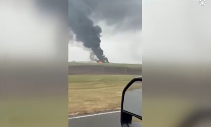 The trail of smoke the witness saw, from a video post dated December 18, 2025. | Source: YouTube/CBSNews