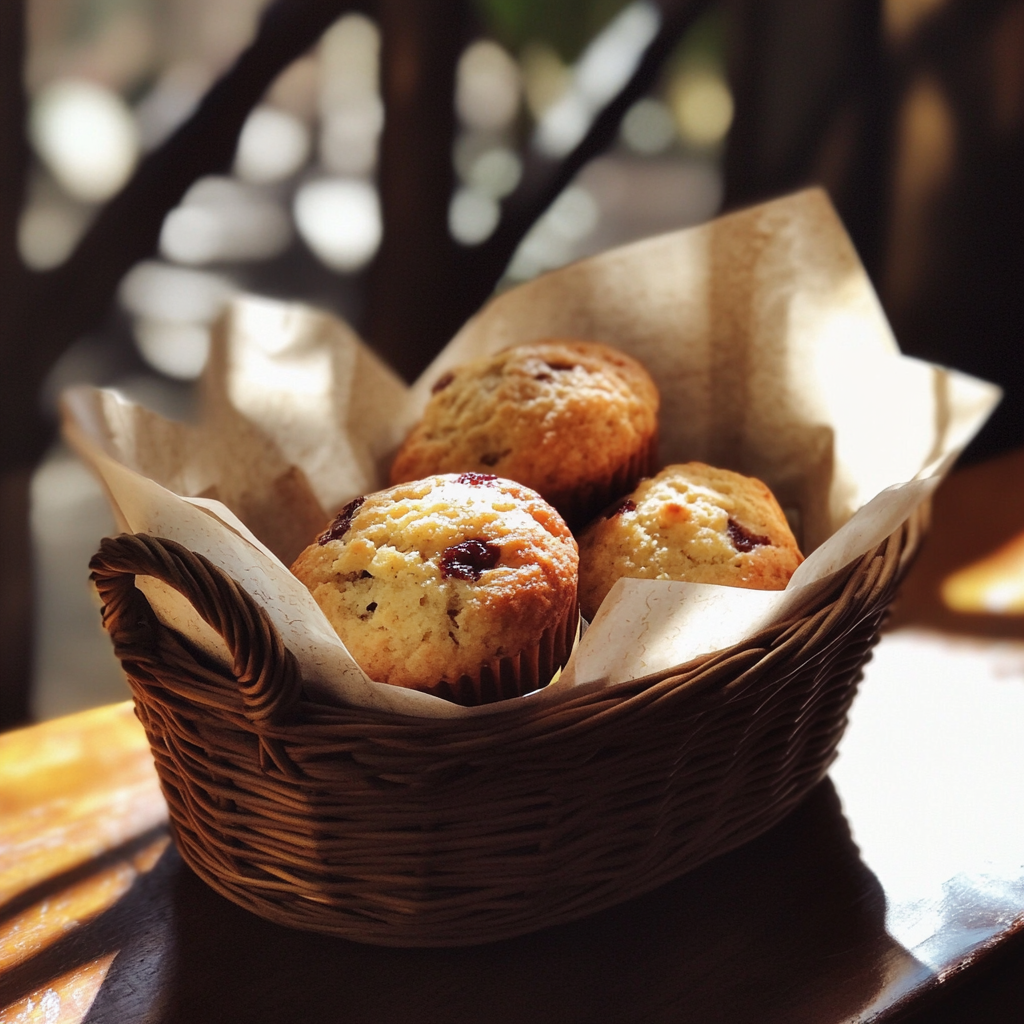 A basket of muffins | Source: Midjourney