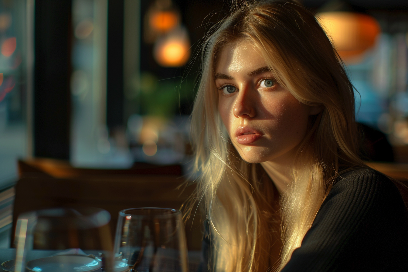 A woman sitting in a restaurant | Source: Midjourney