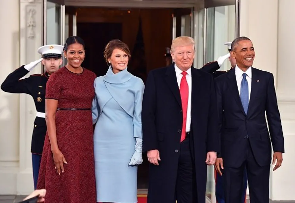 Michelle Obama and Melania Trump posing together next to Donald Trump and Barack Obama on January 20, 2017 in Washington, DC | Photo: Getty Images