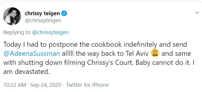 Screenshot of Chrissy Teigen's tweet. | Source: Twitter.com/ChrissyTeigen