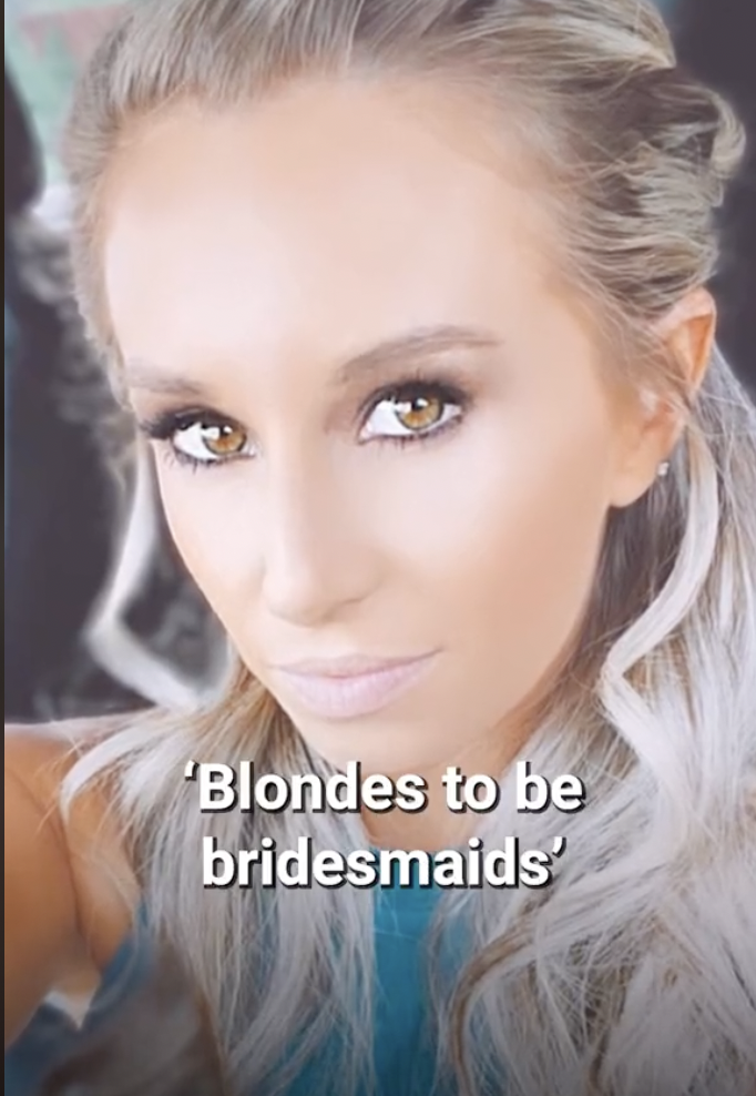 A screenshot from Casey Costa's first video where she highlights her friend preferring blondes as her bridesmaids | Source: tiktok/four.nine