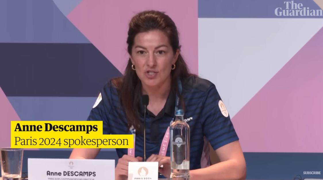 Anne Descamps speaks at a press conference following the unintentional Last Supper parody in the opening ceremony of the 2024 Paris Olympics, posted on July 28, 2024 | Source: YouTube/guardiansport