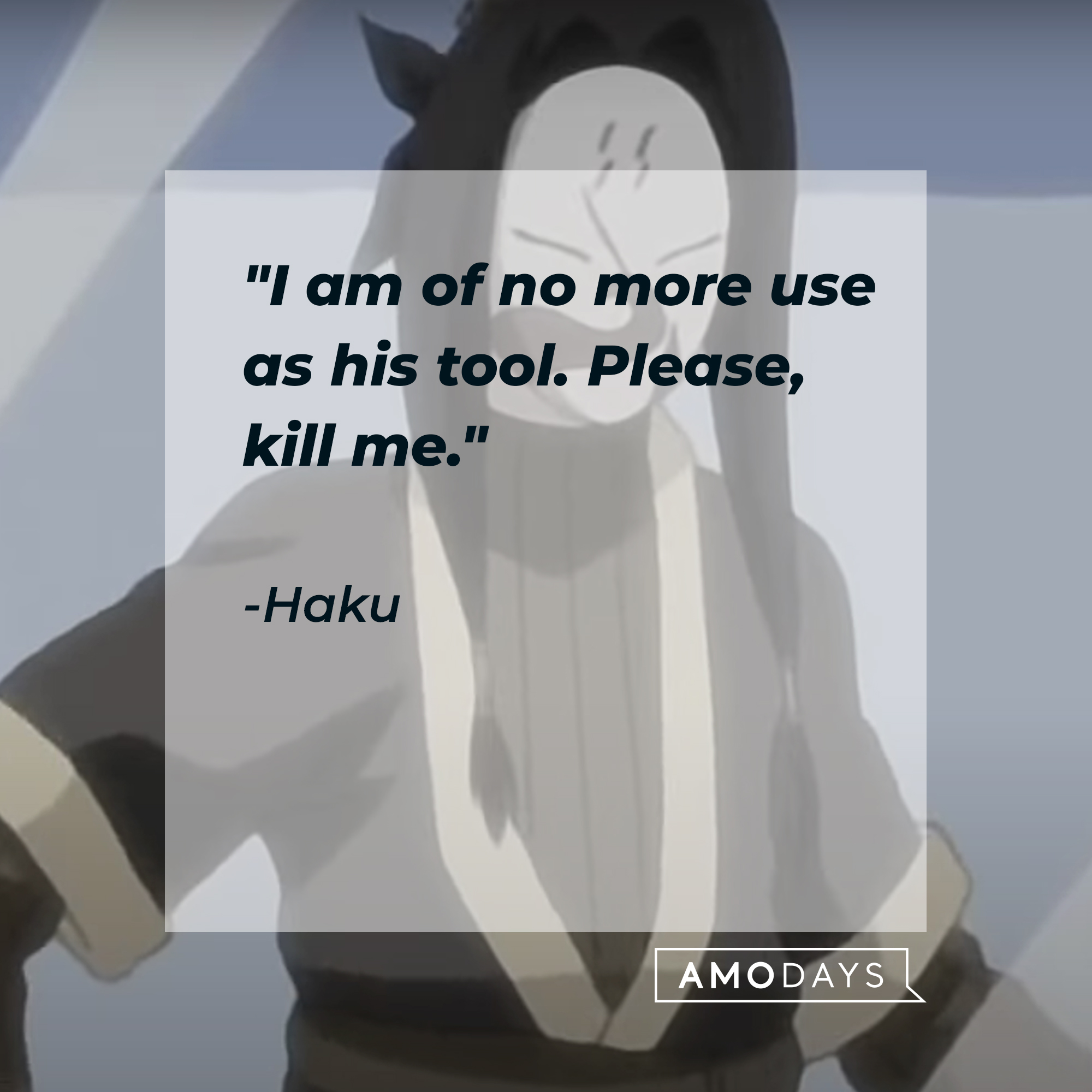 Haku, with his quote: “I am of no more use as his tool. Please, kill me.” | Source: facebook.com/narutoofficialsns