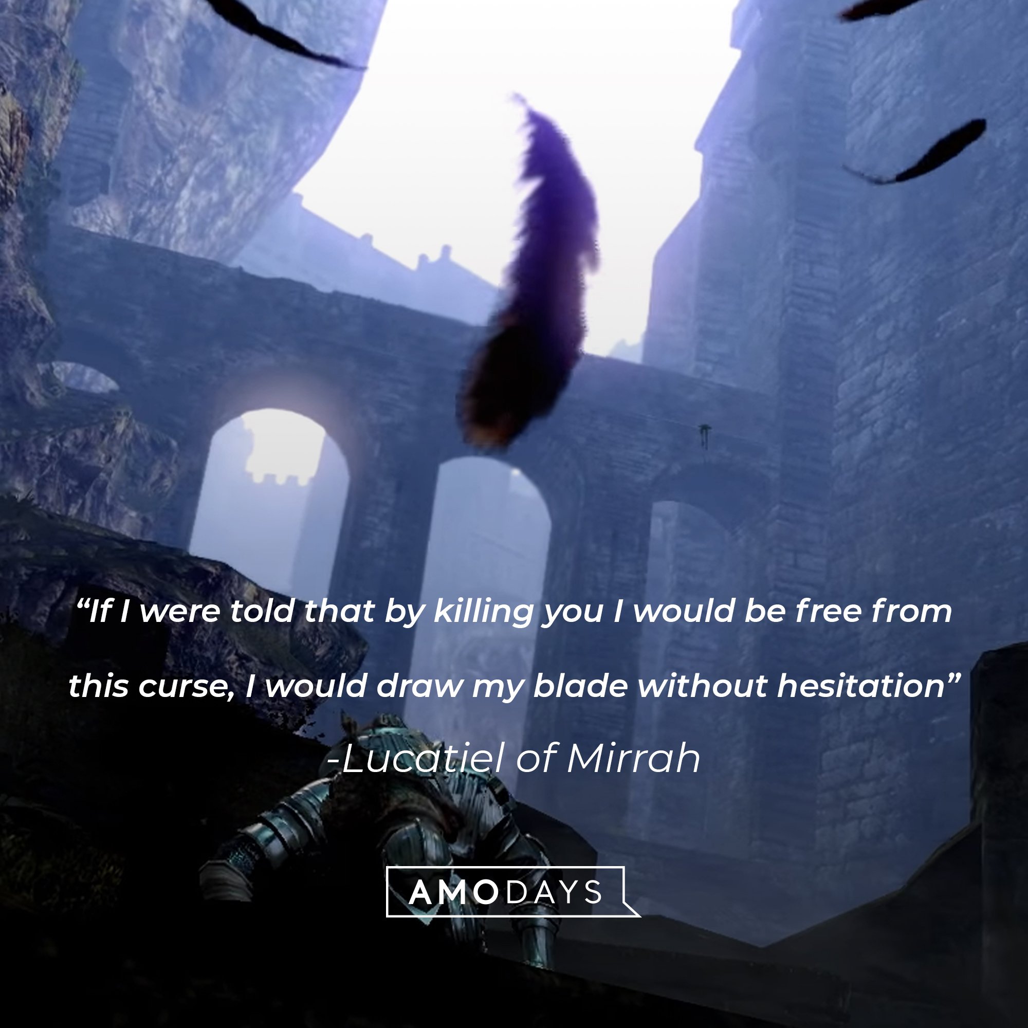 Lucatiel of Mirrah’s quote: "If I were told that by killing you I would be free from this curse, I would draw my blade without hesitation." | Image: AmoDays