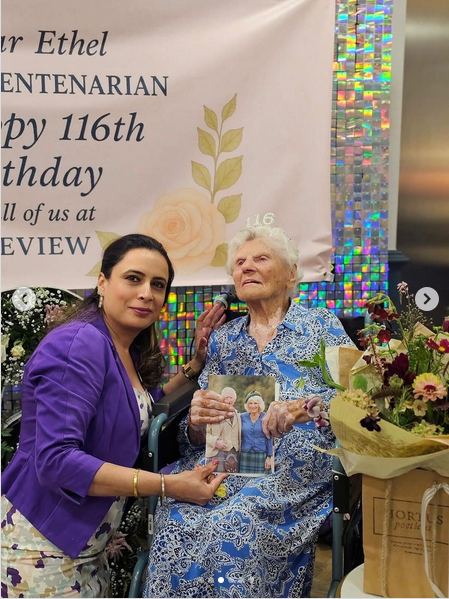 Ethel May Caterham and a friend at her birthday party, from a post dated August 28, 2025 | Source: Instagram/longeviquest