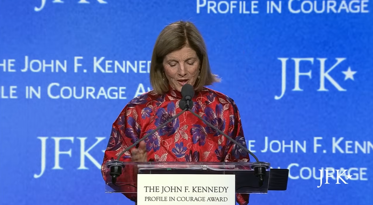 Caroline Kennedy, honorary president of the John F. Kennedy Library Foundation, during the John F. Kennedy Profile in Courage Award Ceremony at the John F. Kennedy Presidential Library and Museum in Boston, Massachusetts, US, on Sunday, May 31, 2026. | Source: YouTube/John F. Kennedy Library Foundation