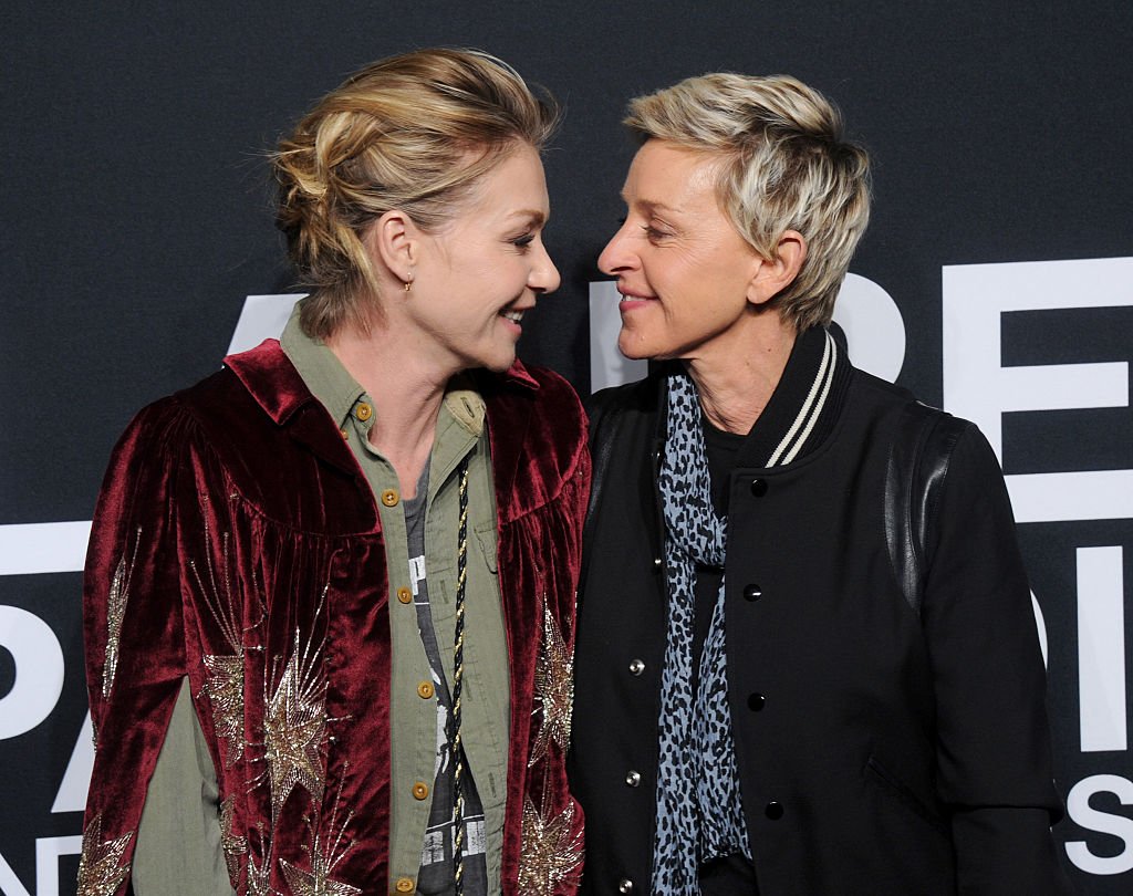 Portia de Rossi and Ellen DeGeneres at the Saint Laurent show on February 10, 2016 in Los Angeles | Source: Getty Images