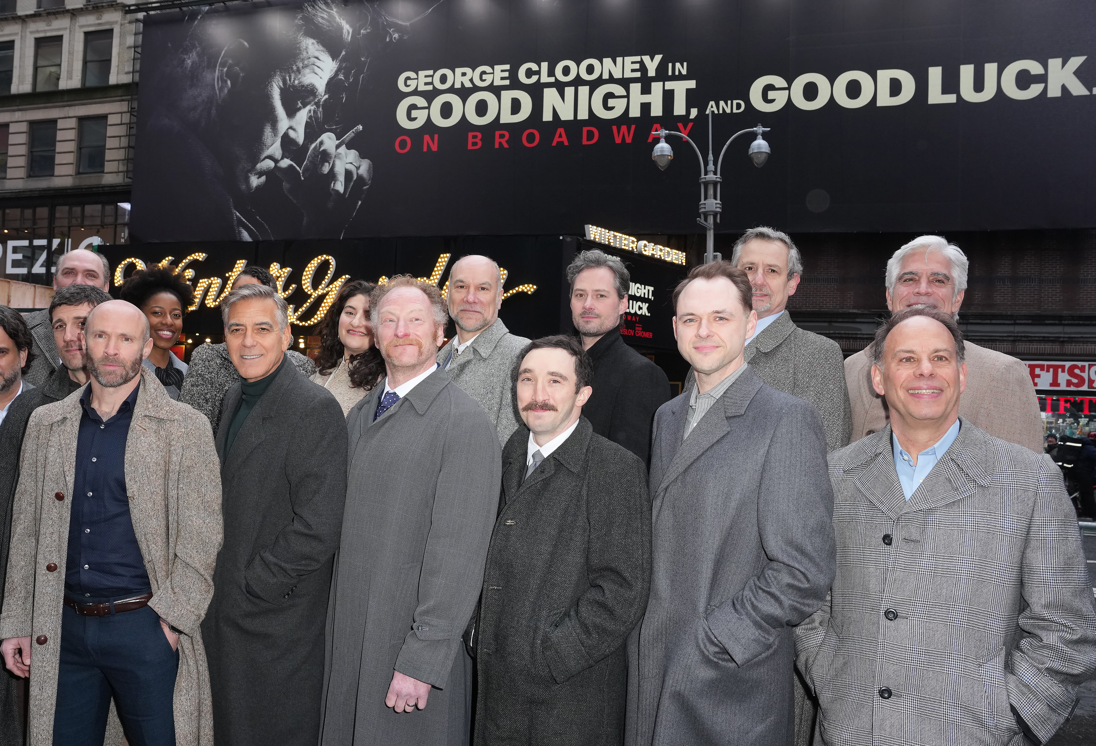 George Clooney and the cast of "Good Night, and Good Luck" attend the Broadway Debut Press Conference on February 6, 2025, in New York | Source: Getty Images