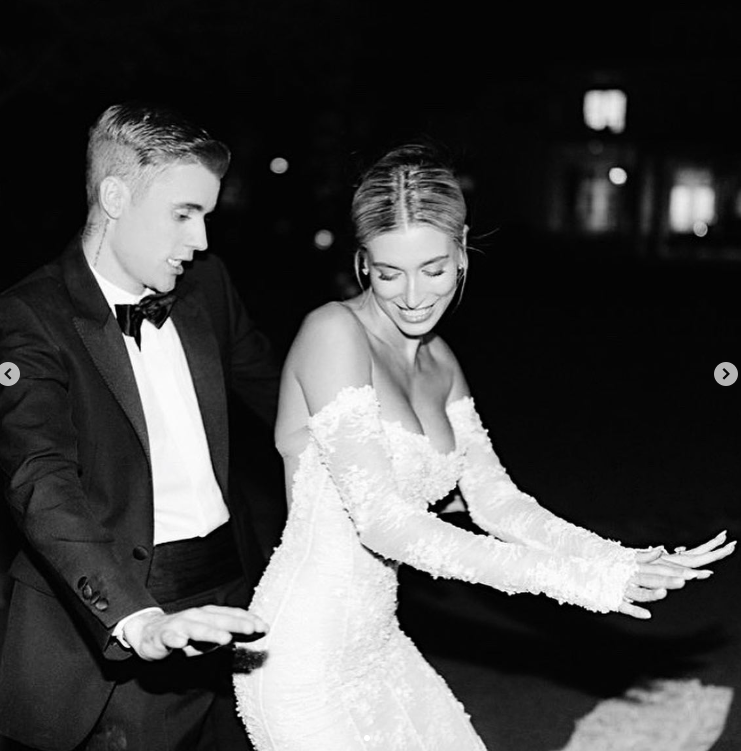 Justin and Hailey Bieber dancing on their wedding day, posted on September 30, 2021. | Source: Instagram/haileybieber