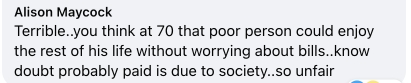 Ein Kommentar, der unter einem Beitrag über Betty Glovers Crowdfunding-Geschichte auf Facebook im April 2023 hinterlassen wurde | Quelle: facebook.com/DailyMail/