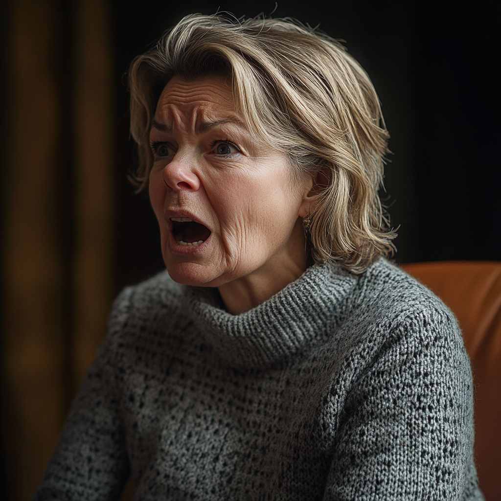 An upset older woman shouting | Source: Midjourney