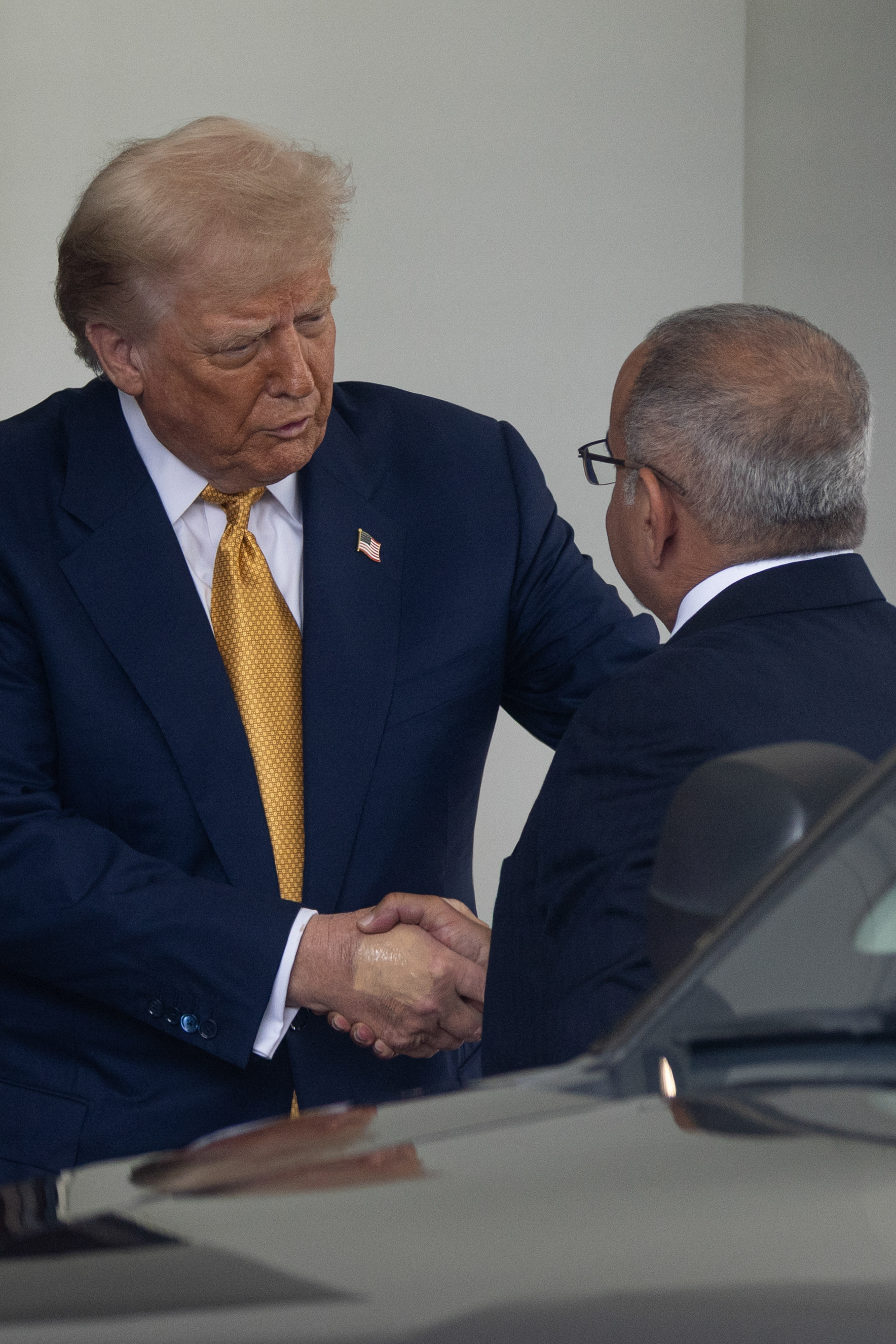 President Donald Trump greets Crown Prince Salman bin Hamad Al Khalifa of Bahrain on July 16, 2025, in Washington D.C. | Source: Getty Images