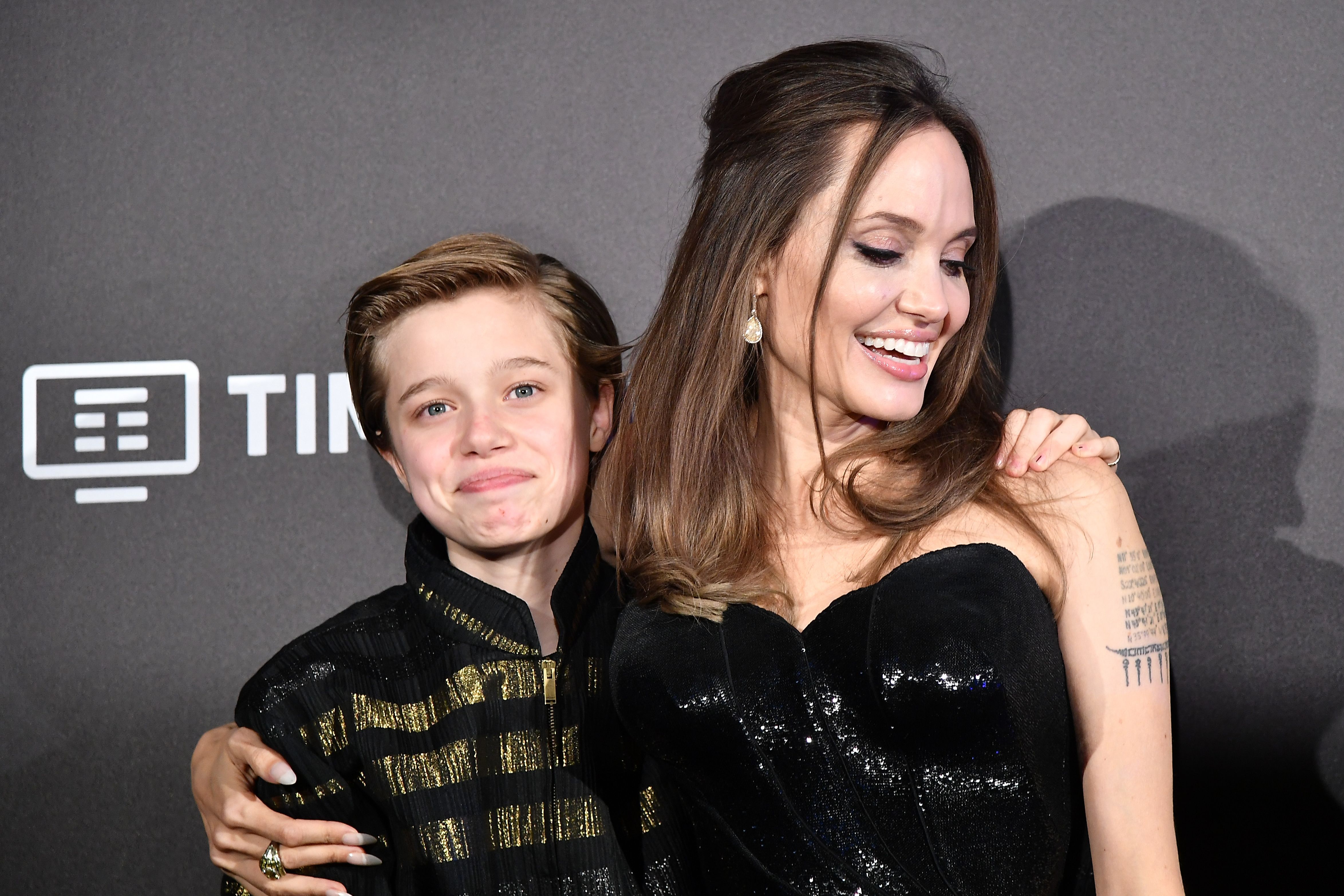 Shiloh Jolie-Pitt and Angelina Jolie attend the premiere of "Maleficent : Mistress of Evil" in Rome, Italy on October 7, 2019. | Source: Getty Images