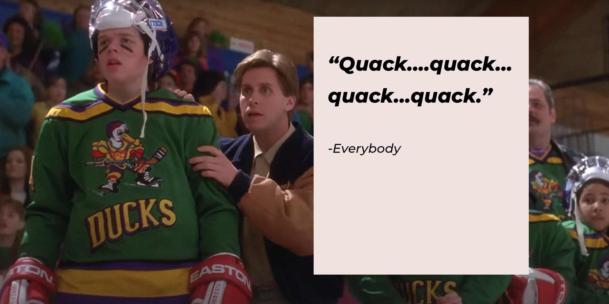 A picture of 'The Mighty Ducks' team mates with a quote by everybody: “Quack….quack…quack…quack.” | Source: youtube.com/disneyplus