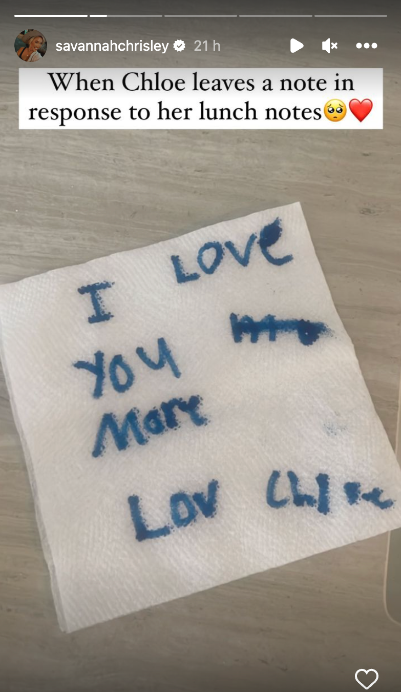 Savannah Chrisley Shares Touching Note Written by Niece Chloe: ‘Love ...